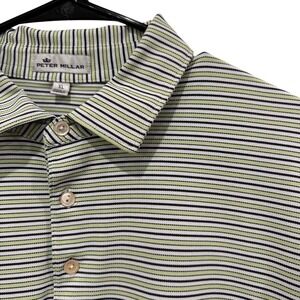 Peter Millar XL Striped Golf Polo Shirt Men's Short Sleeve Green Black White